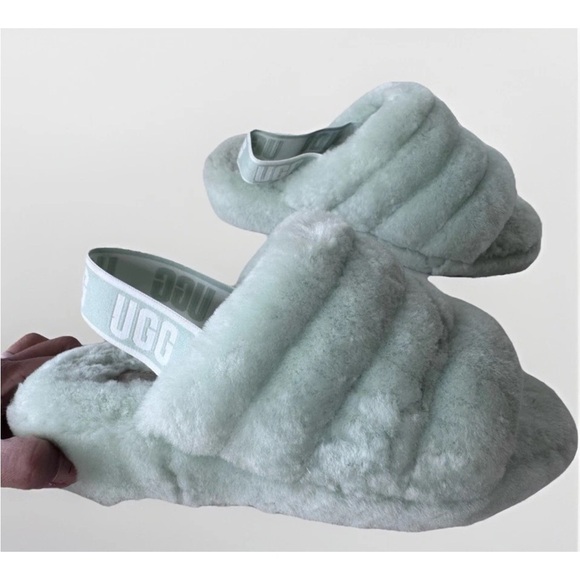 UGG Shoes - UGG FLUFF YEAH SLIDE RETRO MINT MOCASSIN SLIP ON SANDAL SHOES FLATS SIZE 7